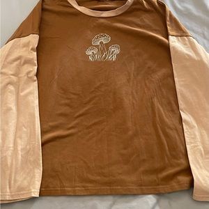 Brown long sleeve mushroom shirt